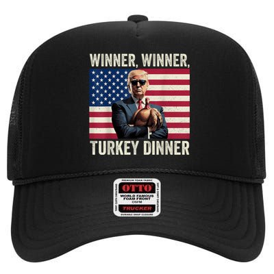 Humor Funny Trump Winner Winner Turkey Dinner Thanksgiving High Crown Mesh Back Trucker Hat