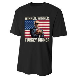 Humor Funny Trump Winner Winner Turkey Dinner Thanksgiving Performance Sprint T-Shirt