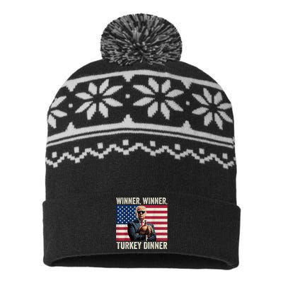 Humor Funny Trump Winner Winner Turkey Dinner Thanksgiving USA-Made Snowflake Beanie