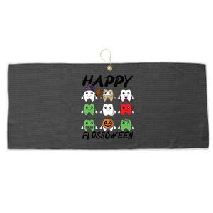 Happy Flossoween Teeth Dental Assistant Dentist Halloween Gift Large Microfiber Waffle Golf Towel