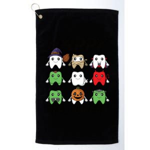 Happy Flossoween Teeth Dental Assistant Dentist Halloween Gift Platinum Collection Golf Towel