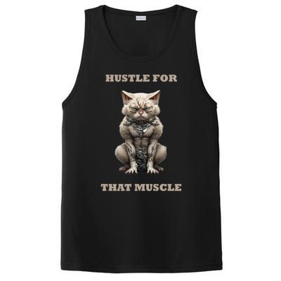 Hustle For That Muscle Cat Weightlifting Bodybuilding Gym Meaningful Gift PosiCharge Competitor Tank