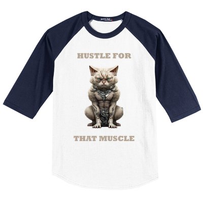 Hustle For That Muscle Cat Weightlifting Bodybuilding Gym Meaningful Gift Baseball Sleeve Shirt