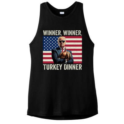 Humor Funny Trump Winner Winner Turkey Dinner Thanksgiving Ladies PosiCharge Tri-Blend Wicking Tank