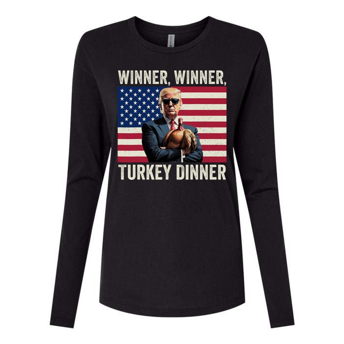 Humor Funny Trump Winner Winner Turkey Dinner Thanksgiving Womens Cotton Relaxed Long Sleeve T-Shirt