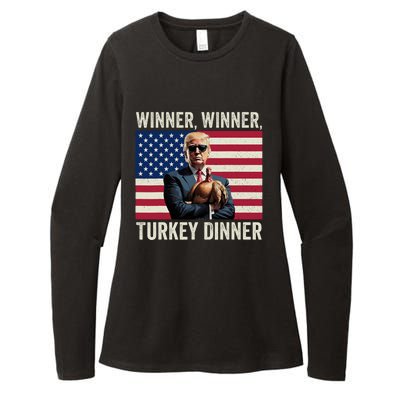 Humor Funny Trump Winner Winner Turkey Dinner Thanksgiving Womens CVC Long Sleeve Shirt