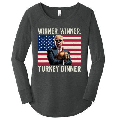 Humor Funny Trump Winner Winner Turkey Dinner Thanksgiving Women's Perfect Tri Tunic Long Sleeve Shirt