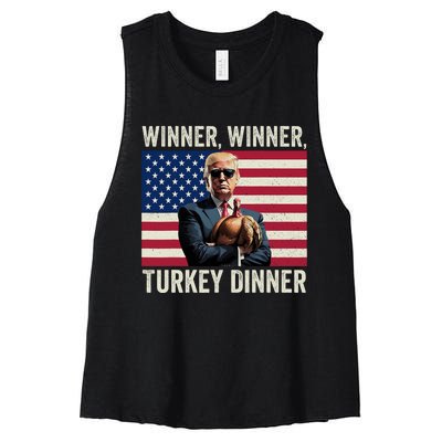 Humor Funny Trump Winner Winner Turkey Dinner Thanksgiving Women's Racerback Cropped Tank