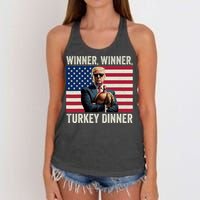 Humor Funny Trump Winner Winner Turkey Dinner Thanksgiving Women's Knotted Racerback Tank