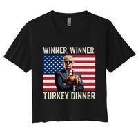 Humor Funny Trump Winner Winner Turkey Dinner Thanksgiving Women's Crop Top Tee