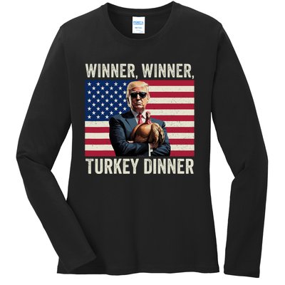 Humor Funny Trump Winner Winner Turkey Dinner Thanksgiving Ladies Long Sleeve Shirt