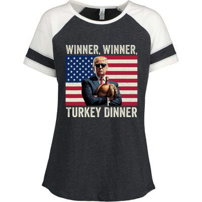 Humor Funny Trump Winner Winner Turkey Dinner Thanksgiving Enza Ladies Jersey Colorblock Tee