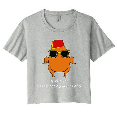 Happy Friendsgiving Turkey Friends Giving Funny Women's Crop Top Tee