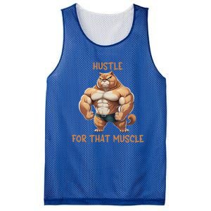 Hustle For That Muscle Cat Weightlifting Bodybuilding Gym Gift Mesh Reversible Basketball Jersey Tank