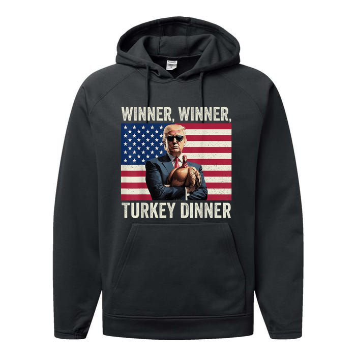 Humor Funny Trump Winner Winner Turkey Dinner Thanksgiving Performance Fleece Hoodie