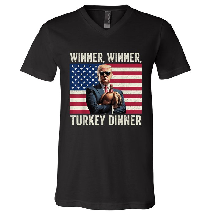 Humor Funny Trump Winner Winner Turkey Dinner Thanksgiving V-Neck T-Shirt