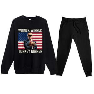 Humor Funny Trump Winner Winner Turkey Dinner Thanksgiving Premium Crewneck Sweatsuit Set