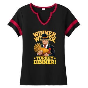 Humor Funny Trump Winner Winner Turkey Dinner Thanksgiving Ladies Halftime Notch Neck Tee