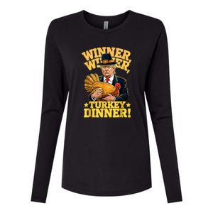 Humor Funny Trump Winner Winner Turkey Dinner Thanksgiving Womens Cotton Relaxed Long Sleeve T-Shirt