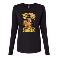 Humor Funny Trump Winner Winner Turkey Dinner Thanksgiving Womens Cotton Relaxed Long Sleeve T-Shirt