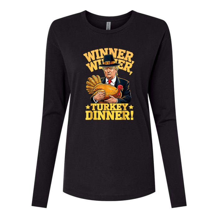 Humor Funny Trump Winner Winner Turkey Dinner Thanksgiving Womens Cotton Relaxed Long Sleeve T-Shirt