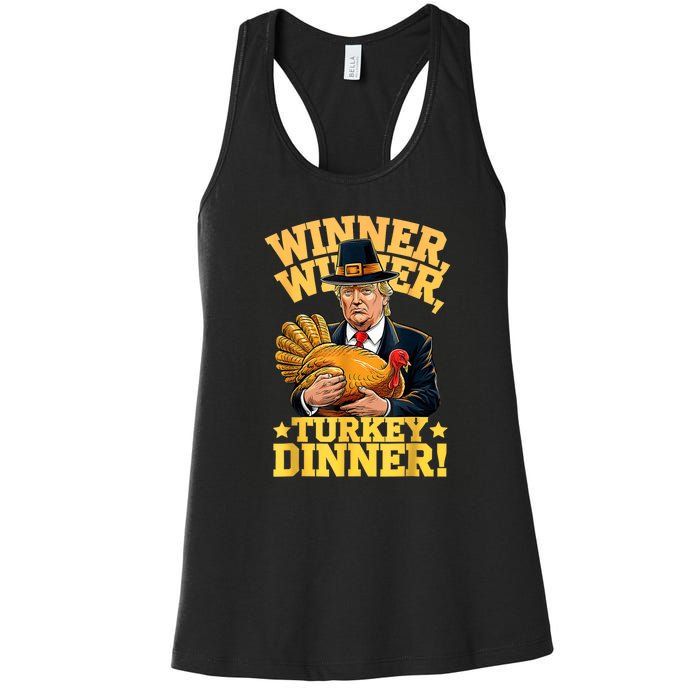 Humor Funny Trump Winner Winner Turkey Dinner Thanksgiving Women's Racerback Tank