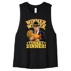 Humor Funny Trump Winner Winner Turkey Dinner Thanksgiving Women's Racerback Cropped Tank