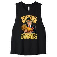 Humor Funny Trump Winner Winner Turkey Dinner Thanksgiving Women's Racerback Cropped Tank