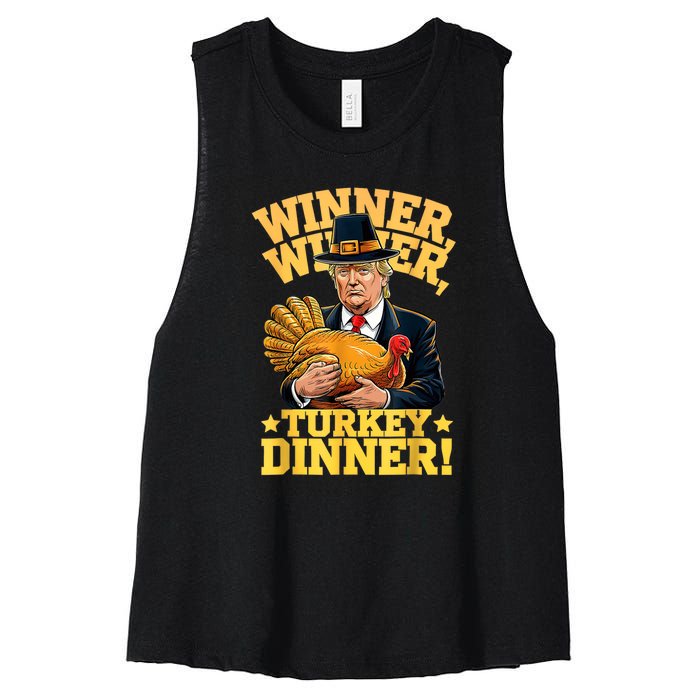 Humor Funny Trump Winner Winner Turkey Dinner Thanksgiving Women's Racerback Cropped Tank