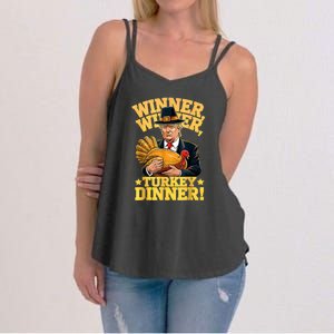 Humor Funny Trump Winner Winner Turkey Dinner Thanksgiving Women's Strappy Tank