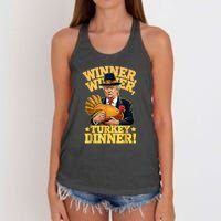 Humor Funny Trump Winner Winner Turkey Dinner Thanksgiving Women's Knotted Racerback Tank