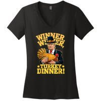 Humor Funny Trump Winner Winner Turkey Dinner Thanksgiving Women's V-Neck T-Shirt