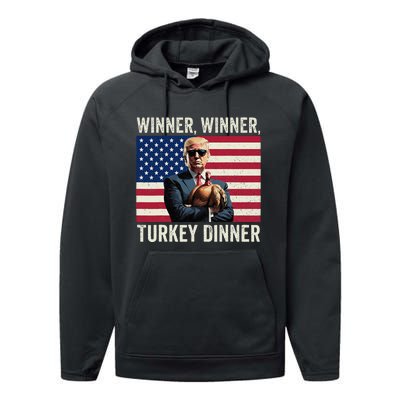 Humor Funny Trump Winner Winner Turkey Dinner Thanksgiving Performance Fleece Hoodie