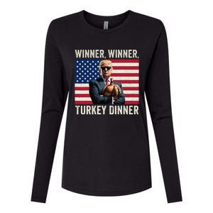 Humor Funny Trump Winner Winner Turkey Dinner Thanksgiving Womens Cotton Relaxed Long Sleeve T-Shirt