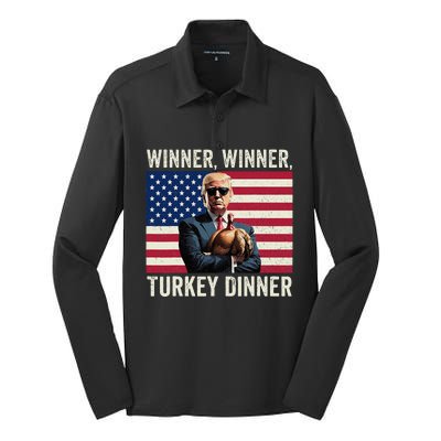 Humor Funny Trump Winner Winner Turkey Dinner Thanksgiving Silk Touch Performance Long Sleeve Polo