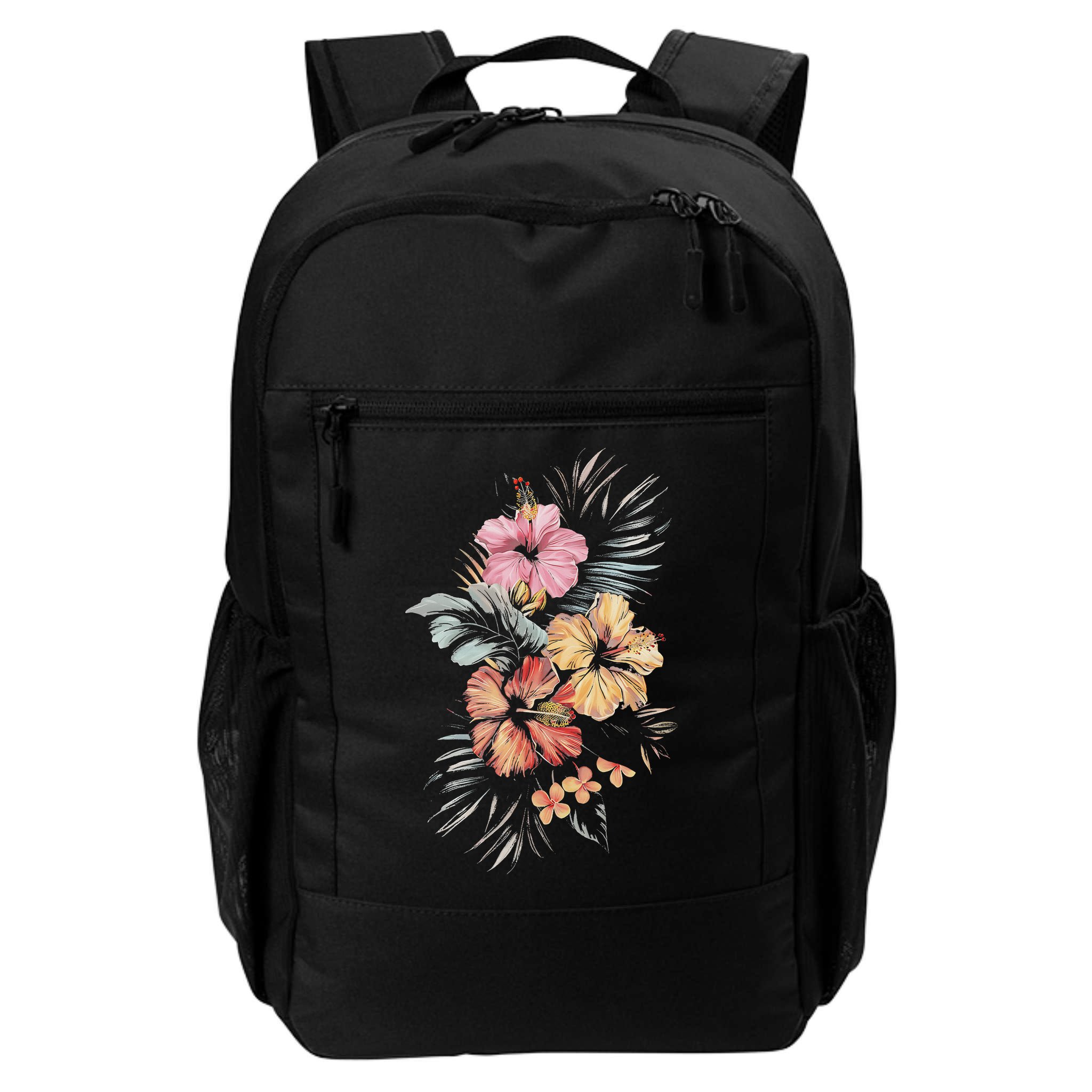 Hibiscus Flowers Tropical Floral Print Exotic Plant Design Backpack