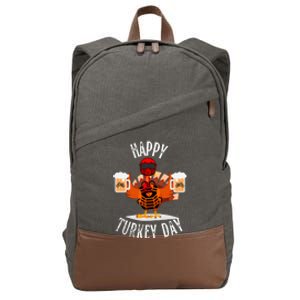 Happy Friendsgiving Turkey Friends Giving Funny Dirtbike Gift Cotton Canvas Backpack