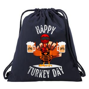 Happy Friendsgiving Turkey Friends Giving Funny Dirtbike Gift Drawstring Bag