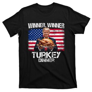 Humor Funny Trump Winner Winner Turkey Dinner Thanksgiving America Flag T-Shirt