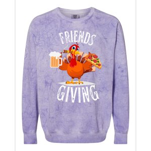 Happy Friendsgiving Turkey Friends Giving Funny Funny Gift Colorblast Crewneck Sweatshirt