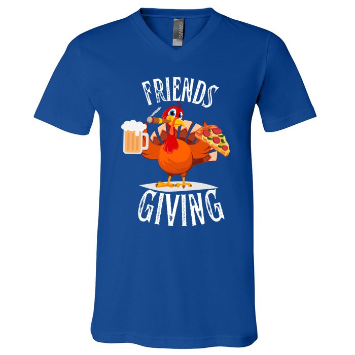 Happy Friendsgiving Turkey Friends Giving Funny Funny Gift V-Neck T-Shirt