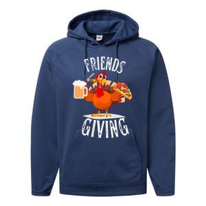 Happy Friendsgiving Turkey Friends Giving Funny Funny Gift Performance Fleece Hoodie