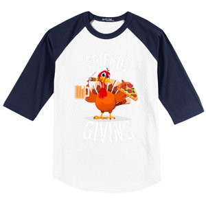 Happy Friendsgiving Turkey Friends Giving Funny Funny Gift Baseball Sleeve Shirt