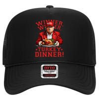 Humor Funny Trump Winner Winner Turkey Dinner Thanksgiving High Crown Mesh Back Trucker Hat