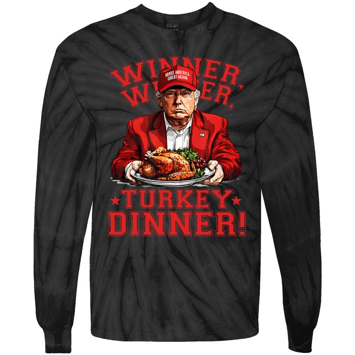 Humor Funny Trump Winner Winner Turkey Dinner Thanksgiving Tie-Dye Long Sleeve Shirt