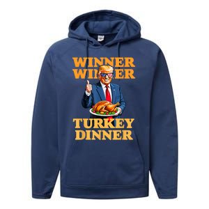 Humor Funny Trump Winner Winner Turkey Dinner Thanksgiving Performance Fleece Hoodie