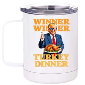 Humor Funny Trump Winner Winner Turkey Dinner Thanksgiving 12 oz Stainless Steel Tumbler Cup