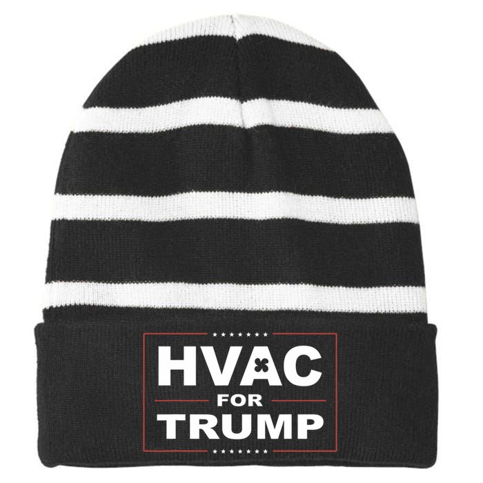 Hvac For Trump Political Apparel Striped Beanie with Solid Band