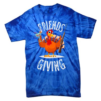 Happy Friendsgiving Turkey Friends Giving Funny Thanksgiving Gift Tie-Dye T-Shirt