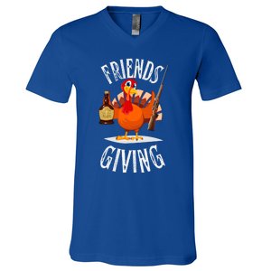 Happy Friendsgiving Turkey Friends Giving Funny Thanksgiving Gift V-Neck T-Shirt